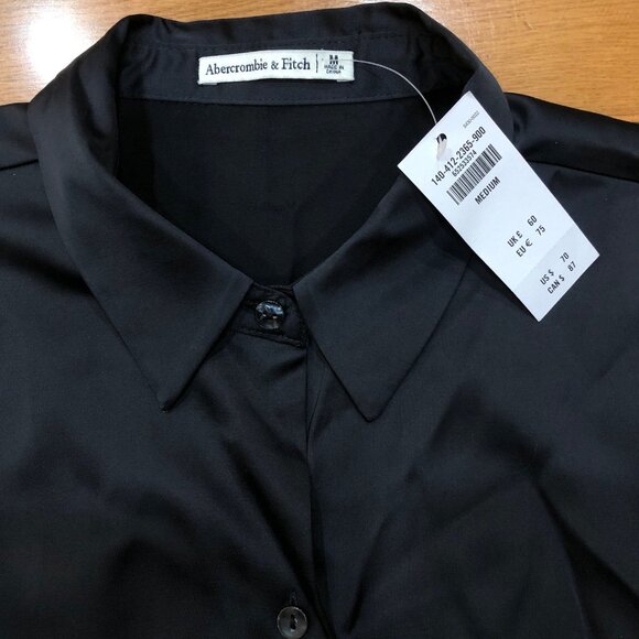 NEW Abercrombie & Fitch Long Sleeve Black Button Up Dress Blouse Size M - Picture 8 of 8